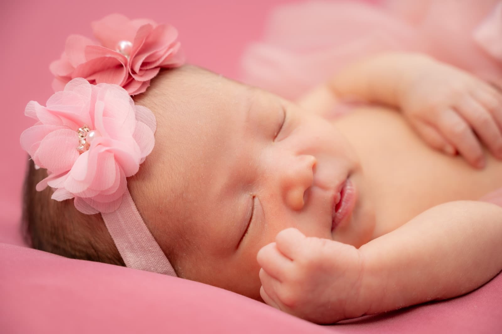 Pink flower headband