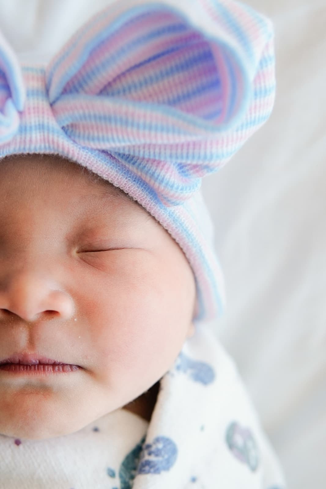 Soft newborn cheeks